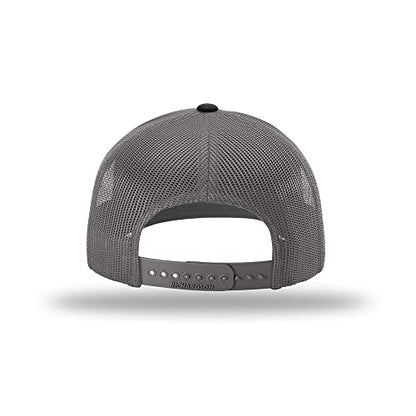 Richardson 112 Classic Six-Panel Adjustable Snapback Trucker Cap - color: Black/Charcoal