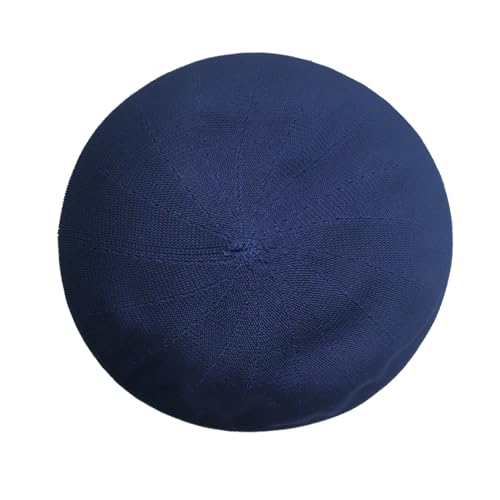 Summer French Beret Breathable Thin Beret Hat Solid Color Beanie for Women Lady - color: Navy Blue