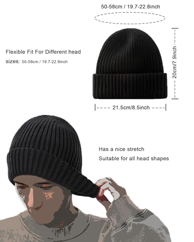 Winter Hats & Black Beanies for Men Women， No-Logo and Fleece-Lined - color: Gray