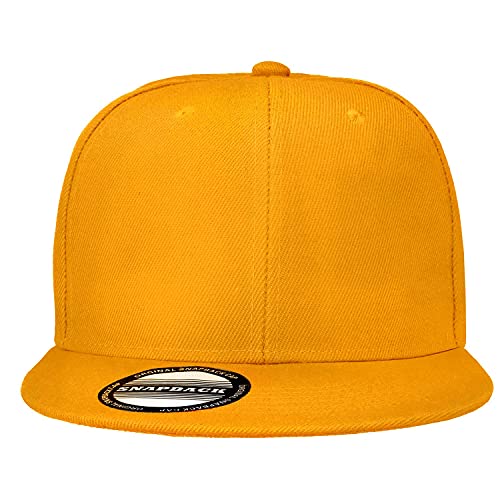 Classic Snapback Hat Cap Hip Hop Style Flat Bill Blank Solid Color Adjustable Size - color: 1pc Gold