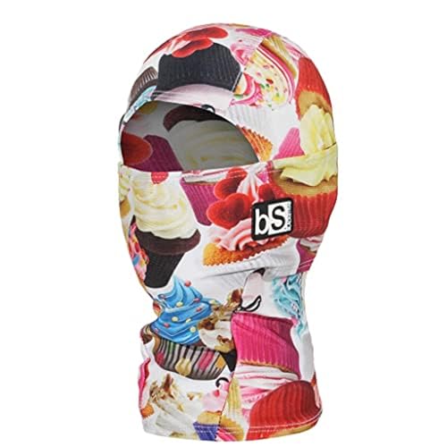 BLACKSTRAP Kids' Hood ExoHinge Balaclava Ski Mask, Helmet Compatible, Keeps Kids Comfortable and Warm - color: Cupcake Madness, size: One Size