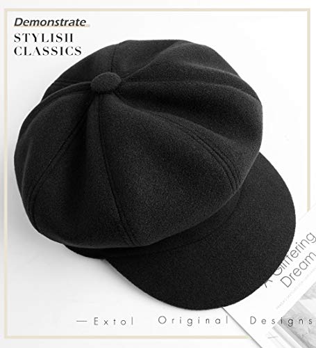 Sumolux Women Beret Newsboy Hat French Cap Classic Winter - color: Black a