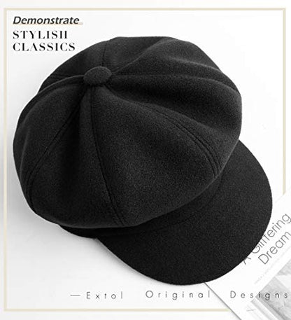 Sumolux Women Beret Newsboy Hat French Cap Classic Winter - color: Black a