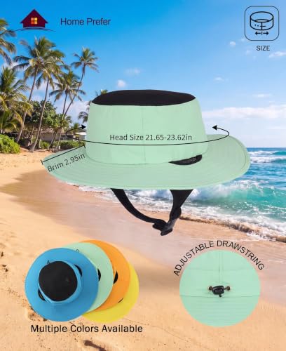 Home Prefer Surf Bucket Hat with Chin Straps Snorkel Hole for Men Women - color: Mint Green