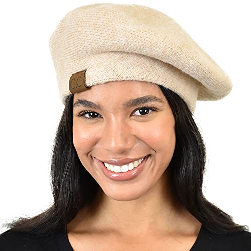 C.C Soft Acrylic Knit French Style Warm Beret Hat - color: Beige