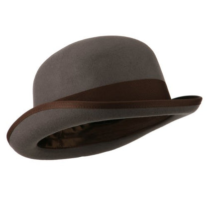 Jeanne Simmons Men's Felt Bowler Hat with Ribbon Trim - size: Medium