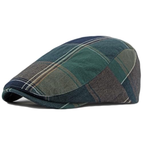 Plaid Newsboy Hats Flat Cap for Men Women Ivy Catsby Cabbie Driving Hat - color: Plaid-03-green