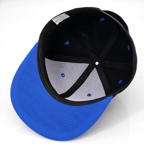 Snapback Hat Flat Bill Visor Hats Adjustable Hip Hop Baseball Cap for Women Men - color: Black Deep Blue