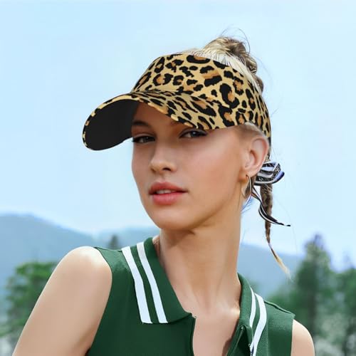 Sun Visor Hats Adjustable Open Top Sport Hat for Golf Women/Men - color: Leopard