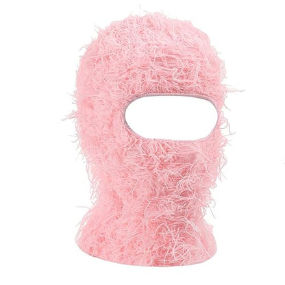 yolrdiw 2 Pieces Winter Distressed Balaclava Knitted Ski Full Face Mask for Women Men - color: Pink