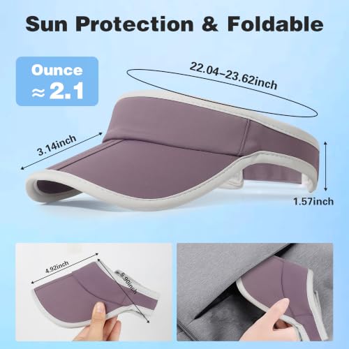 Sun Visor Caps Foldable Brim Adjustable Visor Hats for Women Men - color: Deeppurple G