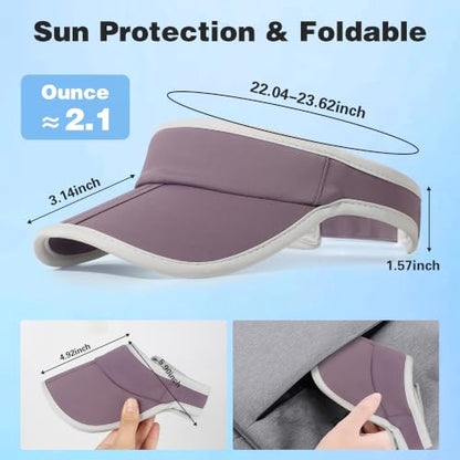 Sun Visor Caps Foldable Brim Adjustable Visor Hats for Women Men - color: Deeppurple G