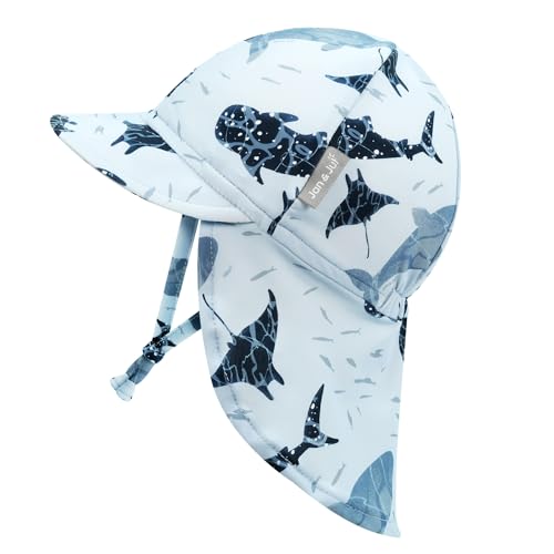 JAN & JUL Baby Sun-Hat with Neck Flap for Swimming - color: Whale Play, size: 0-3 Months