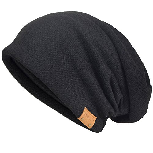 VECRY Men's Slouch Beanie Skull Cap Long Baggy Hip-Hop Winter Summer Hat - color: Black
