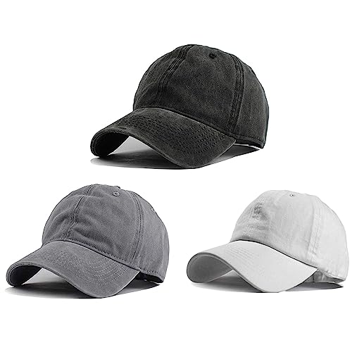 HH HOFNEN Baseball Cap Washed Cotton Unstructured Vintage Hat for Men Women - color: #2 Black+gray+white