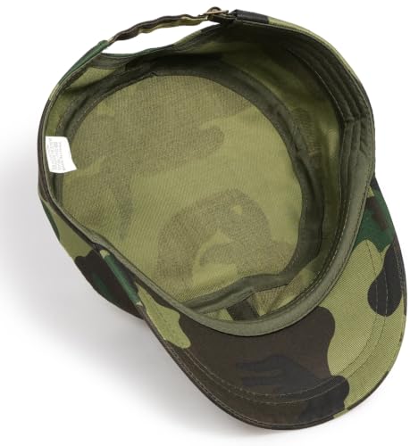Initlove Cadet Army Cap Military Unisex Flat Top Hat for Men Women - color: Camo Green
