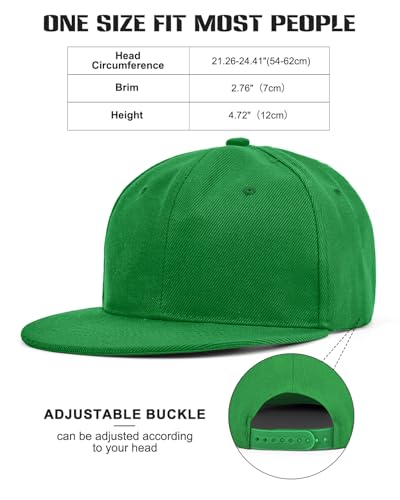 Century Star Snapback Hats for Men Flat Bill Brim Baseball Cap Women Adjustable Hip Hop Style Blank Trucker Hat - color: Green