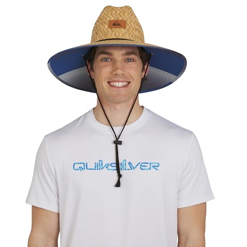 Quiksilver Men's Wide Brim Outdoor Lifeguard Straw Sun Hat - color: Monaco Blue, size: Small-Medium