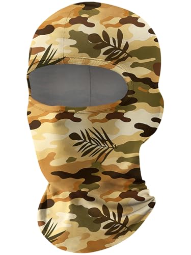 Fuinloth Balaclava Ski Mask, Motorcycle Summer Thin Cooling UV Protection - color: Jungle Leaf