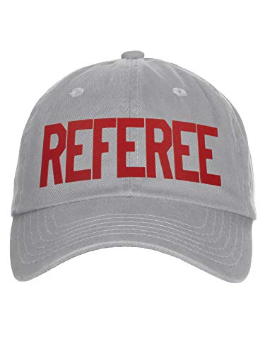 Classic Referee Hat Premium Cotton Low Profile Unstructured Adjustable Strapback - color: Grey Red