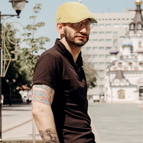 3Pcs Cotton Newsboy Hat for Men Cool Adjustable Flat Cap - color: Black+navy+khaki