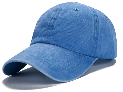 Edoneery Baseball Cap for Men and Women, Low Profile Washed Cotton Dad Hat - color: Light Blue