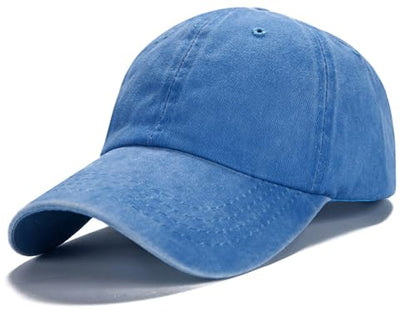 Edoneery Baseball Cap for Men and Women, Low Profile Washed Cotton Dad Hat - color: Light Blue