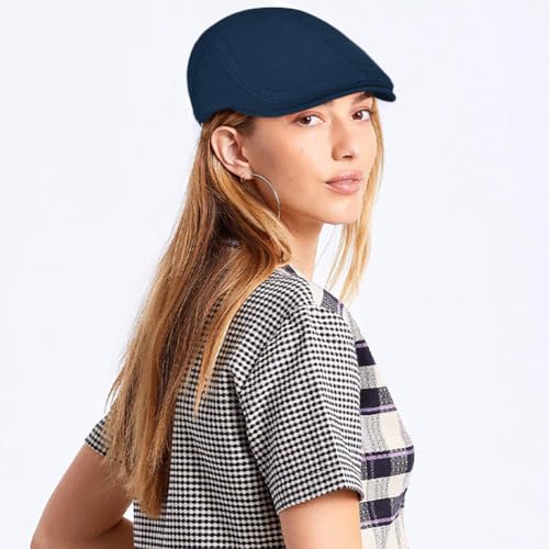 Initlove Mens Newsboy Cap Cotton Ivy Hat Beret Hats for Driving - color: Navy
