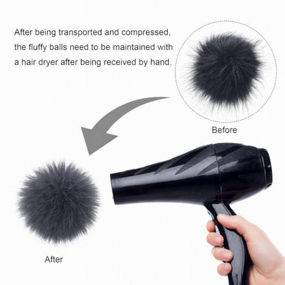 Fzxdfg 6Pieces Faux Furry Pom Pom Ball with Elastic Loop DIY Faux Fur Fluffy Ball for Hats Bags Key Chains Accessories 3.9inch/10CM (Dark Gray) - color: Dark Gray