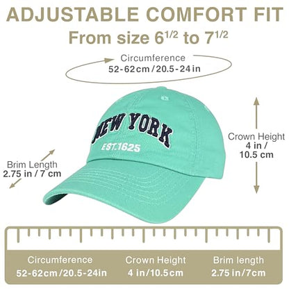 E BY ELIDAN NY Dad Hat, New York EST.1625 Cotton Baseball Cap Women & Men - color: Mint