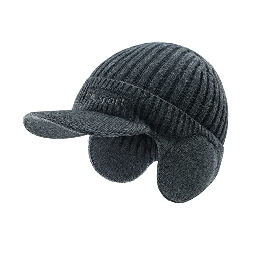 BAVST Hat for Men Knitted Beanie Women Winter Hats Men’s Stretchy Caps Outdoor Beanies Fleece Lined Ear Warmer - color: C-dark Grey