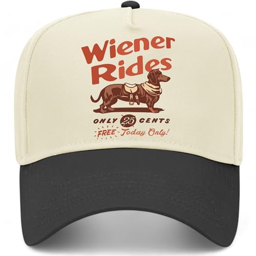 Weiner Dog Rides Vintage Trucker Hat | Premium Snapback Hat for Men & Women - color: Black/Natural