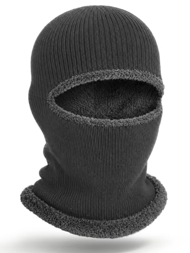 Blulu Ski Knitted Mask for Men,1 Hole - color: Dark Gray, size: Medium