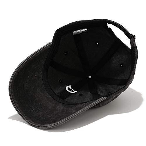 Smile Face Baseball Cap, Vintage Distressed Cotton Dad Hat for Women Men - color: Retro Black