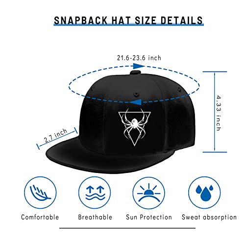 Horror Skull Hat Snapback Hat for Men Women Black Adjustable Classic Adult Baseball Cap Flat Bill Hip Hop Cap - color: Animal Spider