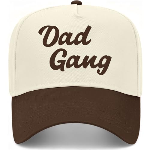 Dad Gang Vintage Trucker Hat | Classic Retro Hat for Dads | Premium Snapback Hat for Men - color: Brown/Natural