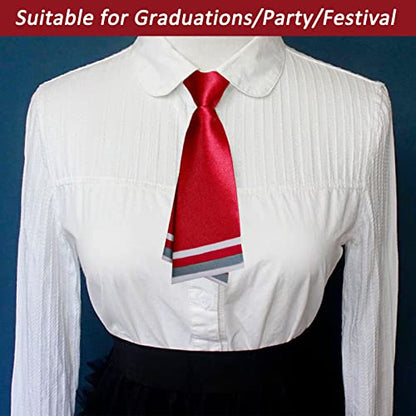 Mantieqingway Women Uniform Necktie Adjustable Strap Striped Pre-tie Ties - color: Red