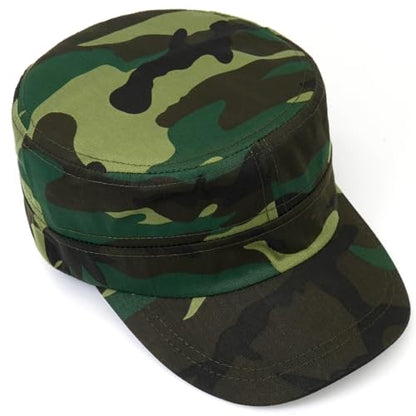 Unisex Cadet Army Cap Adjustable Flat Top Cap Washed Cotton Military Hat Baseball Cap - color: Camo B