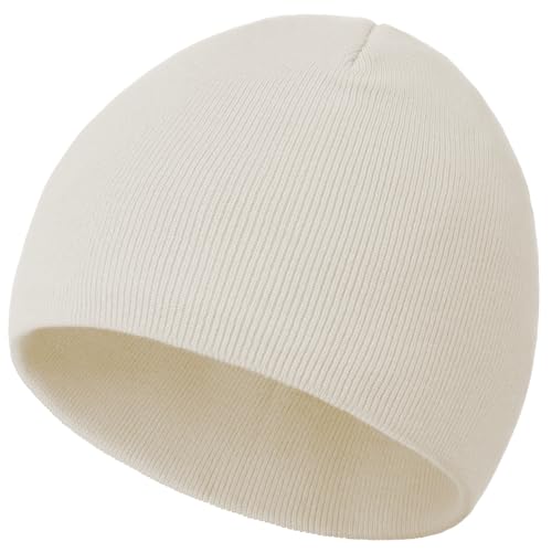 100% Cotton Beanie Hat Cuffless Beanies Warm Knit Winter Skull Cap - color: 1pcs-beige