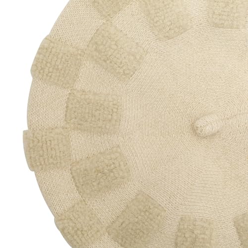 ZLYC Women French Beret Hat Reversible Solid Color Knit Warm Artist Cap - color: Checkered Beige