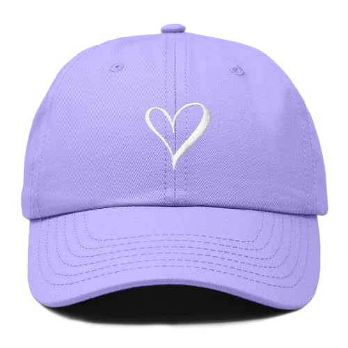 Hand Drawn Heart Hat Womens Embroidered Baseball Cap - color: Lavender