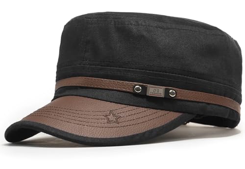 Army Cadet Cap for Men Women Military Flat Top Cap Baseball Caps - color: Star Black