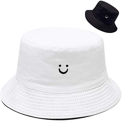 Unisex Bucket Hat Beach Sun Hat Aesthetic Fishing Hat for Men Women Teens, Reversible Double-Side-Wear - color: Black and White