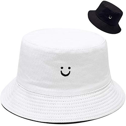 Unisex Bucket Hat Beach Sun Hat Aesthetic Fishing Hat for Men Women Teens, Reversible Double-Side-Wear - color: Black and White