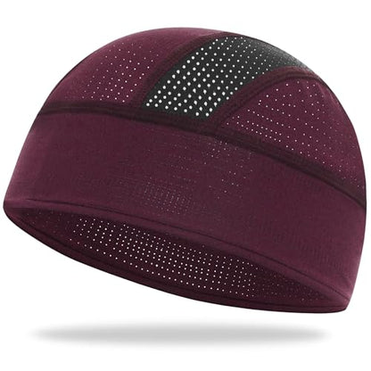 Cooling Skull Cap Breathable Mesh Helmet Liner Motorcycle Cycling - color: 1-wine Red