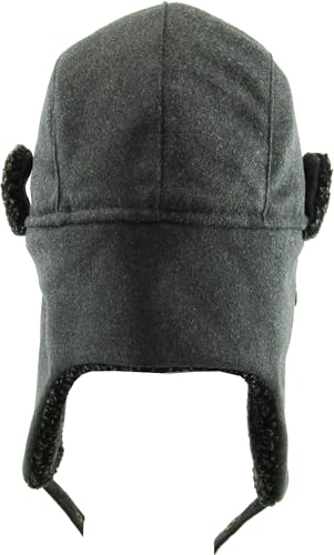 Wool Blend Aviator Trapper hat Trooper Ear Flaps Ushanka Eskimo Russian Warm Winter Cold… - color: Gray Wool Blend