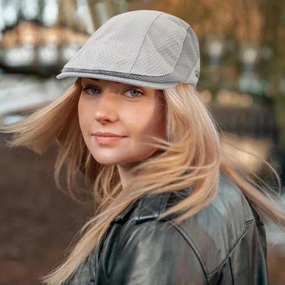 Mesh Cap Breathable Summer Newsboy Hat Adjustable Beret Ivy Cap Irish Cabbie Driving Fishing Hats - color: Light Gray