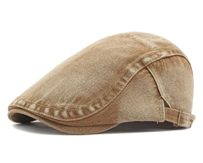 Cotton Newsboy Cap,Breathable Ivy Gatsby Cabbie Beret Hat for Men's Women Driving Hunting Golf - color: Denim Khaki