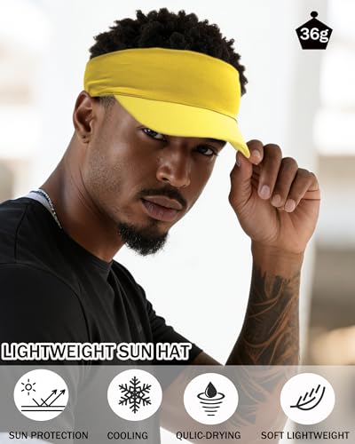 Cooling Sun Stretchy Visor Hat for Men Women,Soft Headband Visors - color: 1-yellow