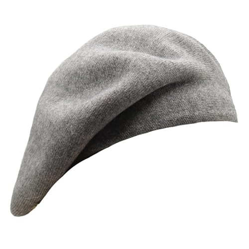 Wheebo Reversible Solid Color French Beret Hat for Women and Girls - color: Gray